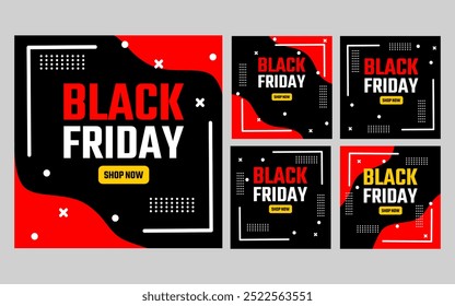 Cartel de la venta del viernes negro con diseño rojo y negro audaz