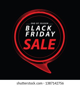 Black Friday sale poster. Commercial discount event banner. Black background Vector business illustration. Ad sign