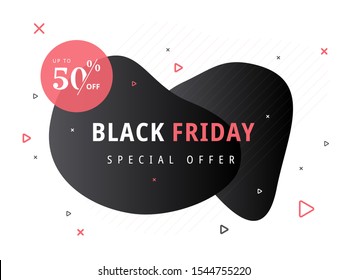 Black Friday sale poster. Commercial discount event banner. Social media web banner for shopping, sale, product promotion. Vector backgrounds. Applicable for covers, placards, posters, flyers.