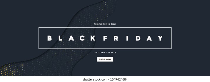 Black Friday sale poster or commercial discount event banner on black background with Halftone pattern. Social media template for website and mobile website development, email and newsletter design