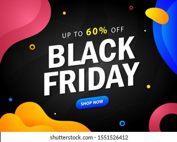 Black Friday Sale Poster Design based on Abstract Background.