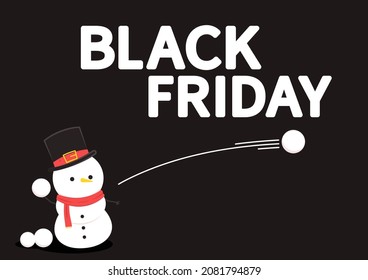 Black Friday sale poster design. wallpaper. sale label. Black Friday banner. Snowman character.