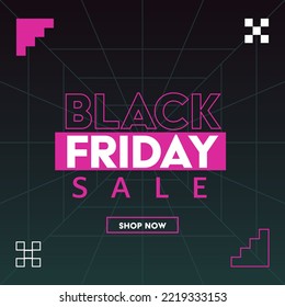 Black Friday Sale Poster Design With Line Art Square Tunnel Background