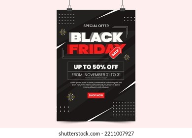 Black Friday sale poster or flyer design template easy to customize simple and elegant design