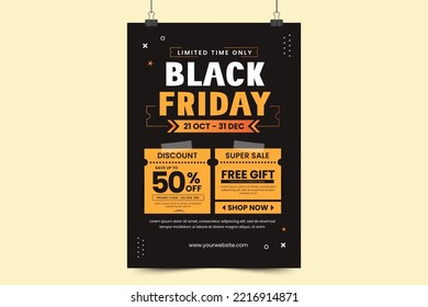 Black Friday sale poster or flyer design template easy to customize simple and elegant design