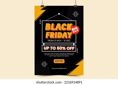 Black Friday sale poster or flyer design template easy to customize simple and elegant design