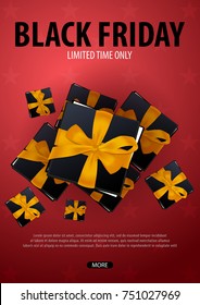Black Friday Sale poster or Flyer. Discount background for the online store, shop, promotional leaflet, poster, banner. Vector illustration
