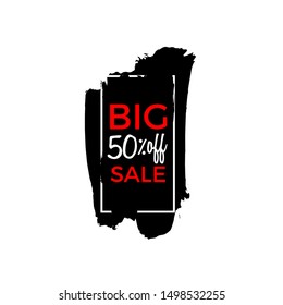 Black friday sale poster or label design with brush stroke background and frame. Ad vector abstract template.