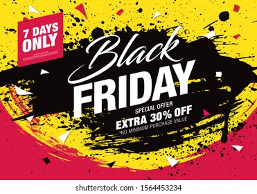 black friday sale poster layout design, vector illustration, grunge slyle