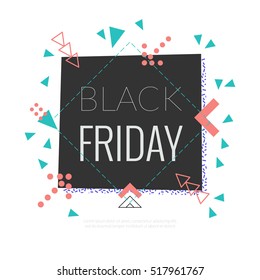 Black Friday Sale Poster. Made in 80s memphis style banner