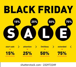 Black friday sale poster on light background. Discount card Vector design template.