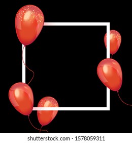 Black Friday Sale Poster with Red Shiny Balloons.