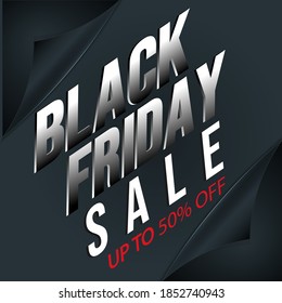 Black Friday Sale Poster with Shiny Balloons, red, pink, gold and ribbon, the latest special holiday day promo, in a modern style