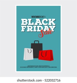 Black Friday Sale Poster with Shopping Bag Vector Illustration Isolated Background Great for Web, Page, Cover, Banner, Promotion, Ads