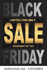Black friday sale poster. Special discount up 70 percent off.