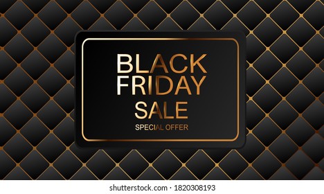 Black Friday sale poster. Textured black background . Vector business illustration. 