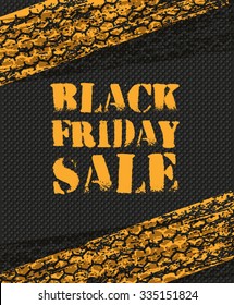 Black friday sale poster. Traces of car tires