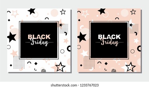 Black Friday Sale Poster Vector Format in Memphis Style.
