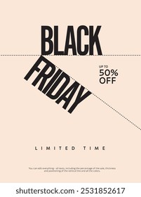 Black Friday sale poster vector template. Discount, special offer, clearance, shopping promotion. Minimal design, eps10 editable, printable file.