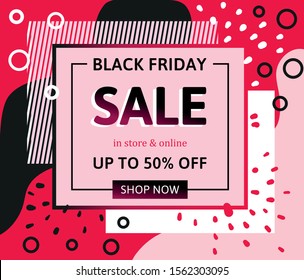  Black Friday Sale Poster or Web Banner. Black Friday sale layout background. For art template design, list, page, brochure style, banner, idea, cover, booklet, print. Vector, EPS 10