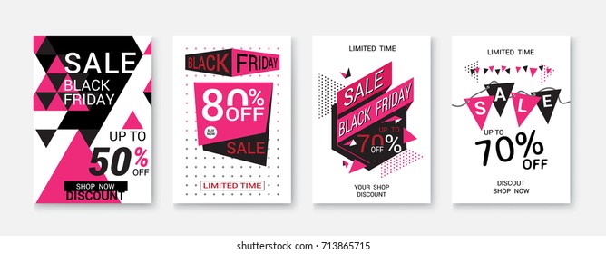 Black Friday sale posters vector. Black friday sale banner, special offer shopping illustration