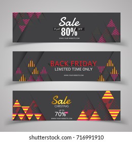 Black Friday sale posters vector. Black friday sale banner, special offer shopping illustration