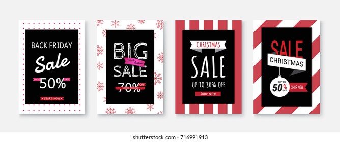 Black Friday sale posters vector. Black friday sale banner, special offer shopping illustration