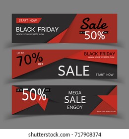 Black Friday sale posters vector. Black friday sale banner, special offer shopping illustration