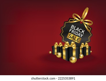 black friday sale price tag with gold ribbon