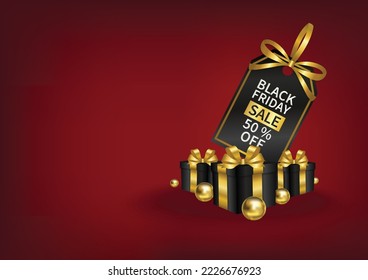 black friday sale price tag with gold ribbon