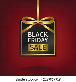 black friday sale price tag with gold ribbon