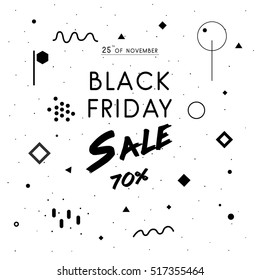 Black Friday sale print. 70 % sale banner. Vector graphic for Black Friday.