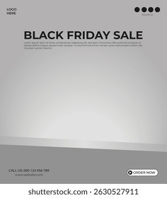 Black Friday Sale Product Display with 3D Podium Social Media Post Design Template.