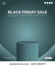 Black Friday Sale Product Display with 3D Podium Social Media Post Design Template.