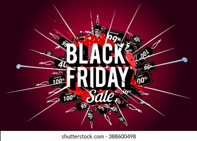 Black Friday sale, promo department store design template, Discount and holiday banner. Vector illustration