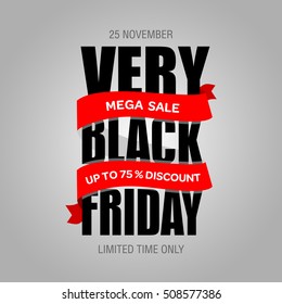 Black Friday sale promo design template. Black Friday banner, poster, badge, sticker, web advertising vector illustration.