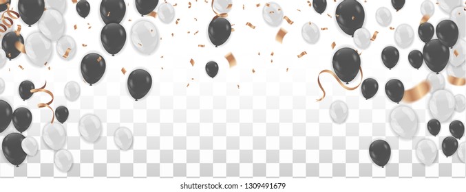 Black friday sale black promo poster with black and white balloons