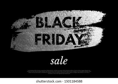 Black friday sale promotion banner vector template. Seasonal shopping event, special discount advertising poster layout. Dry paint effect, ink brush smear grunge style illustration with text space