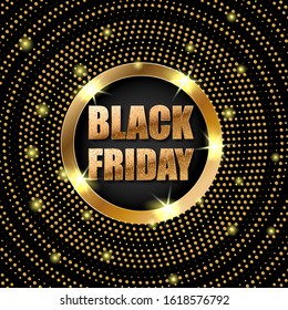 
Black friday sale promotion banner, template on a dark background with golden elements. EPS10 vector illustration