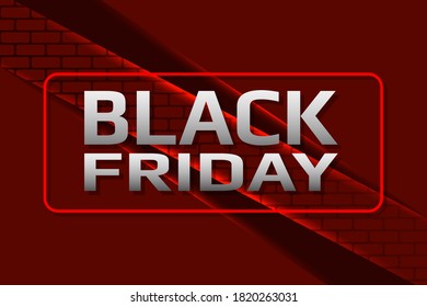 Black friday sale promotion banner. Black friday metallic red abstract sale banner template.