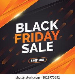 Black Friday sale promotion banner with orange frame on black background
