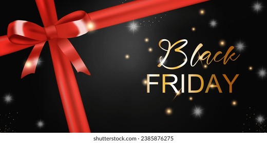 Black friday sale promotion banner with shiny balloons, Shopping sale and discount festive. Vector illustration.