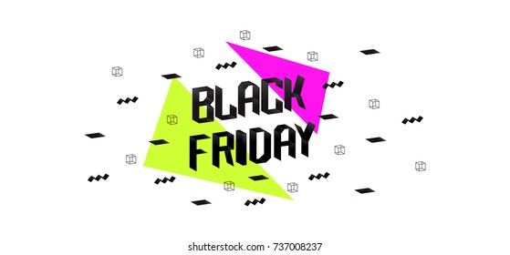 Black friday. Sale promotion banner. Background with geometric volume shape. Vector illustration
