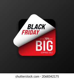 Black Friday sale promotion concept banner badge sticker isolated on black background. Design element template can be used for advertising, marketing material, vector illustration