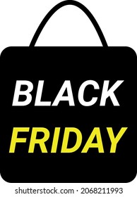 Black Friday Sale Promotion Icon , With A Hand Bag, White And Yellow Typography For Comercial Use.