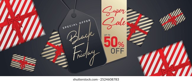 Black Friday Promoção Web Banner Projeto de fundo. Black Friday Super Venda Desconto Social Media Poster, Banner, ou fundo modelo para anúncios de capa, folhetos, cartão de convite, folheto