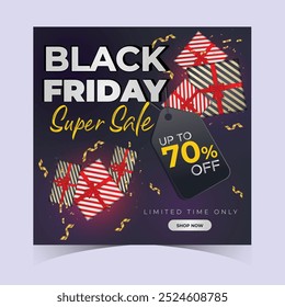 Black Friday Promoção Web Banner Projeto de fundo. Black Friday Super Venda Desconto Social Media Poster, Banner, ou fundo modelo para anúncios de capa, folhetos, cartão de convite, folheto