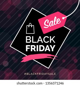 Black friday sale promotional advertisement and social media post with hanging tag