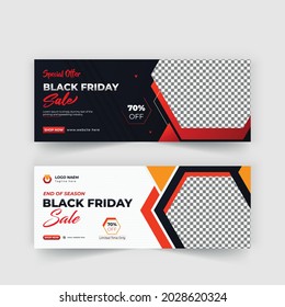Black Friday sale promotional Facebook and web banner design template