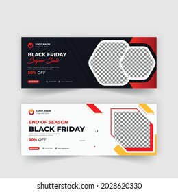 Black Friday sale promotional Facebook and web banner design template